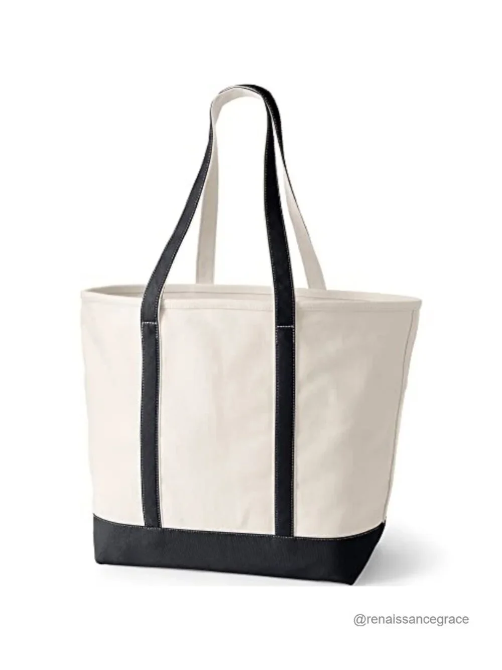 Lands' End Open Top Canvas Tote Bag X-Large Long Handle